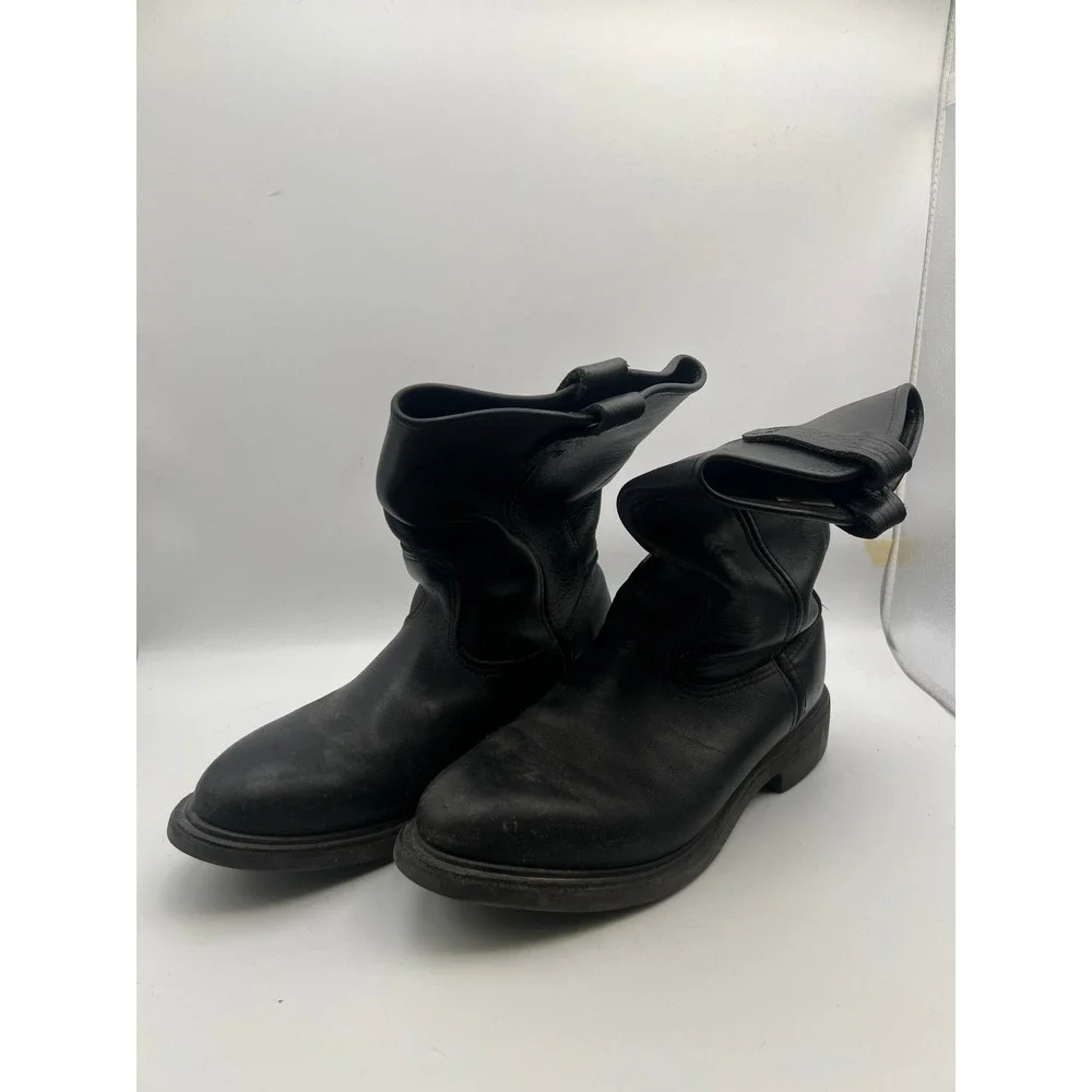 Red Wing Pecos 1125 Black Leather Pull On Work Boots Mens 8.5 E2 Made in USA